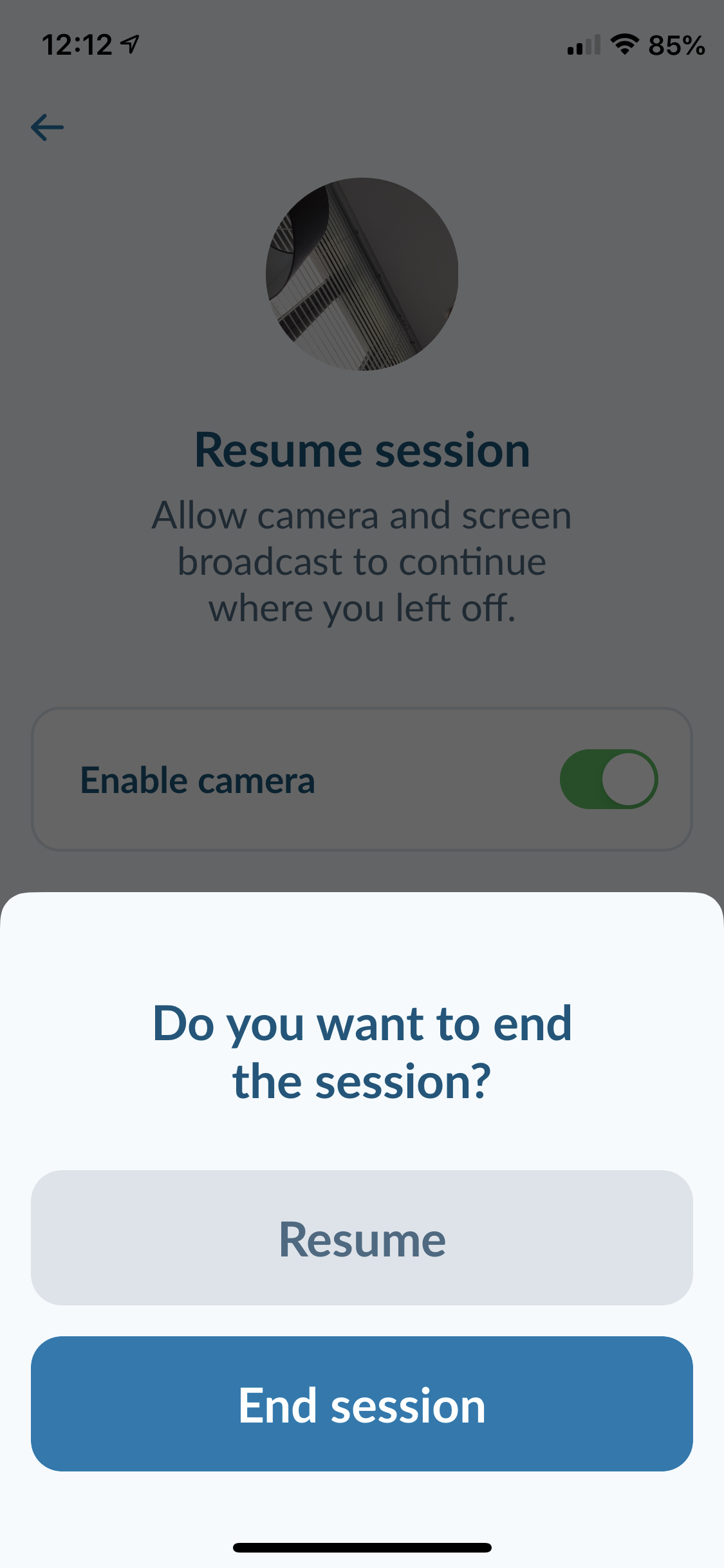 Ending the session in the iOS App