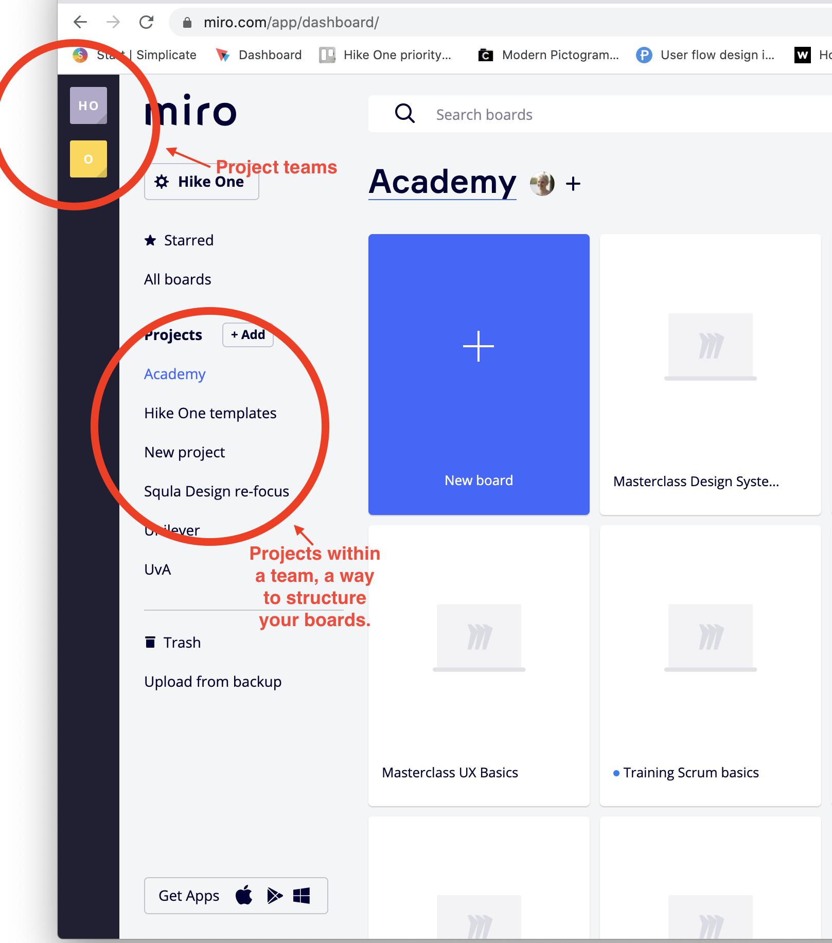 Miro team shows up in the sidebar