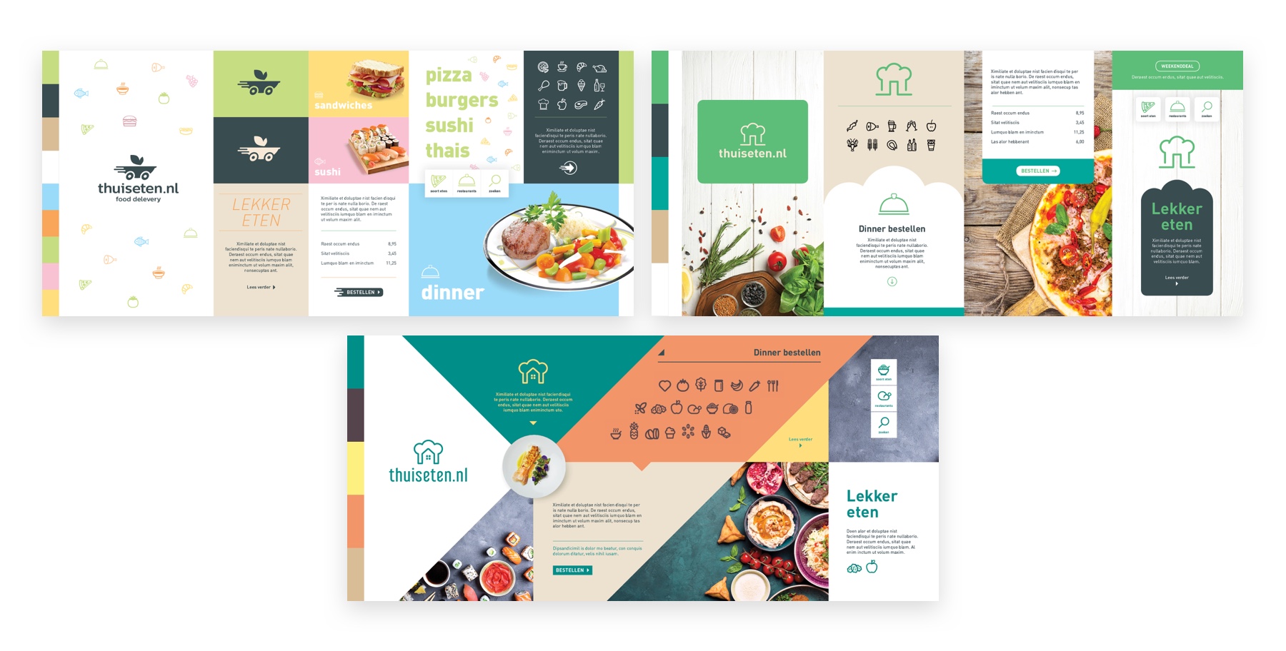 Three concept boards created for thuiseten.nl