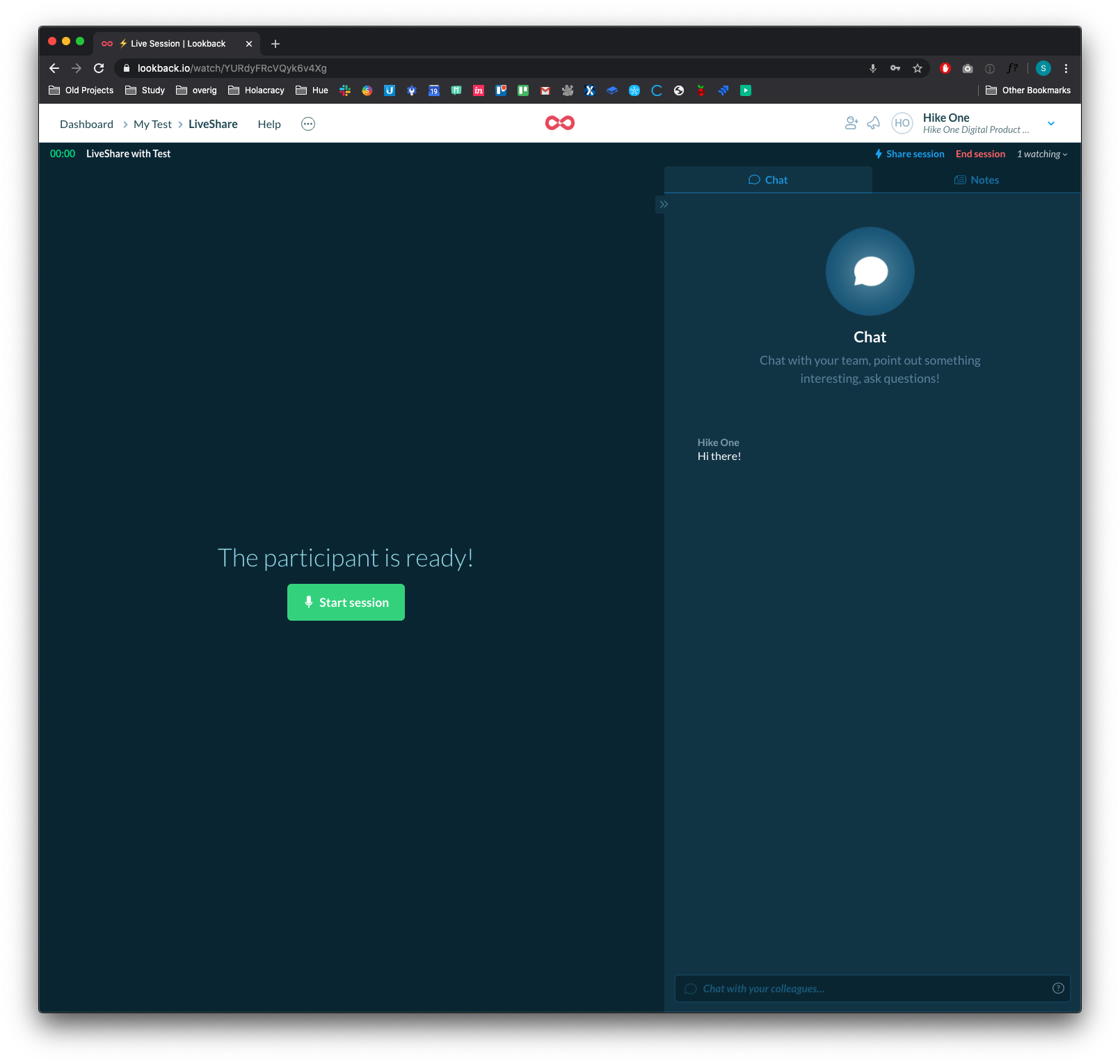 Chatting on the right side panel
